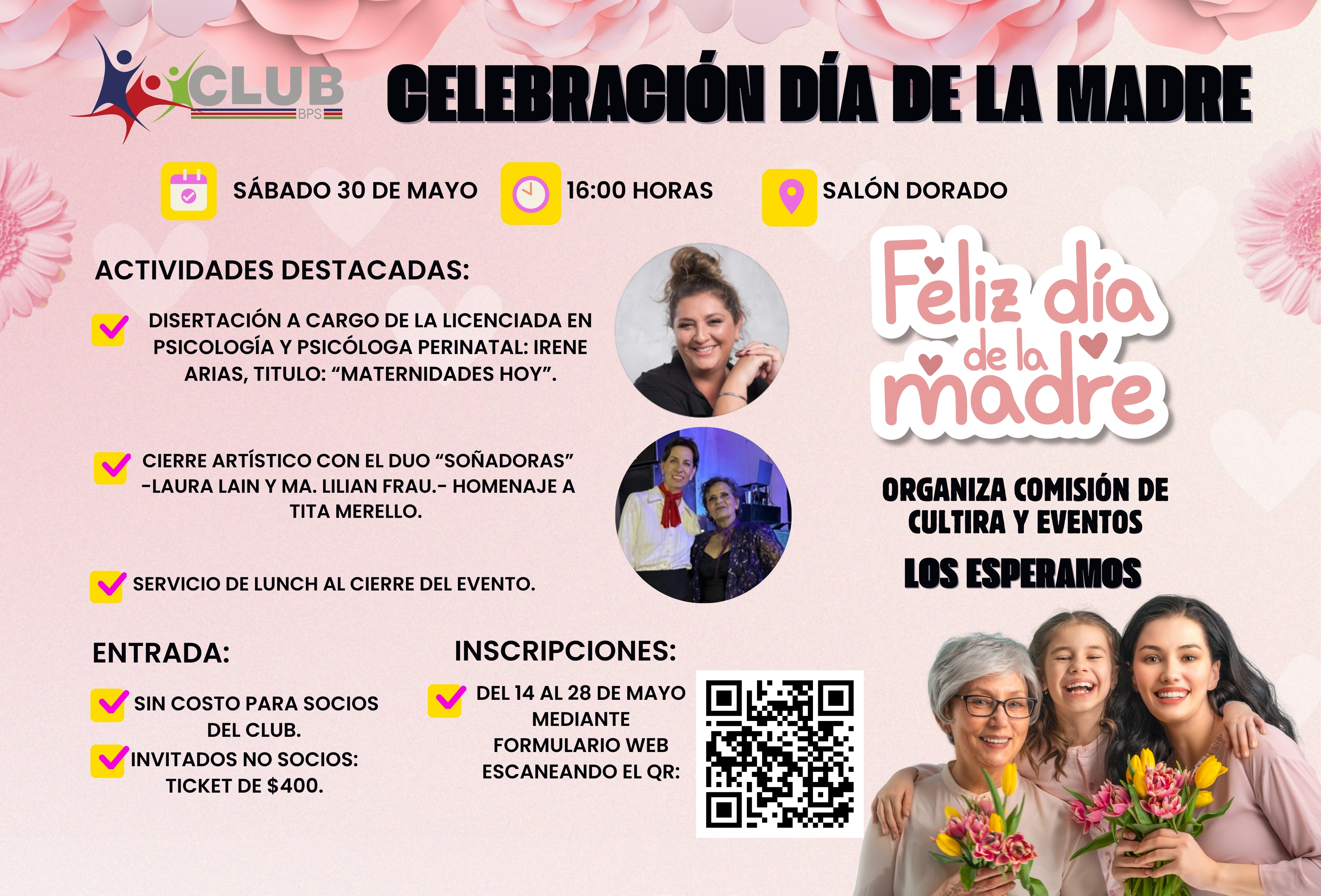 CELEBRACIÓN DÍA DE LA MADRE Sábado 30 de mayo
